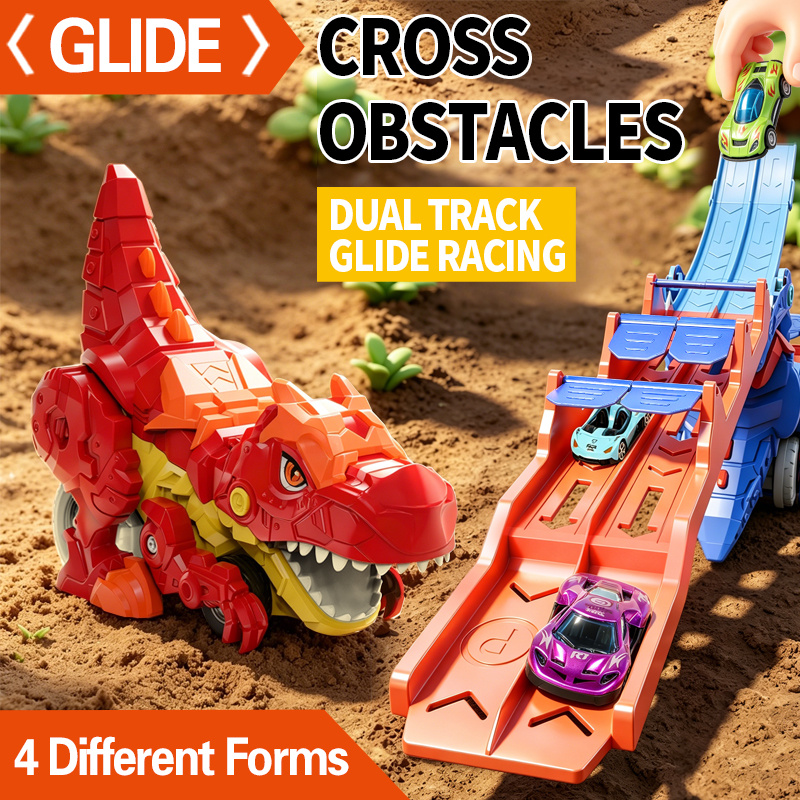Dinosaur Transforming Dual-Track Catapult Car Toy Set